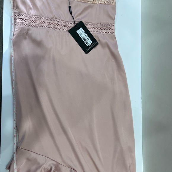 NWT PrettyLittleThing Coquette Satin Slip Dress Pink Lace Mini Y2K - Picture 9 of 11